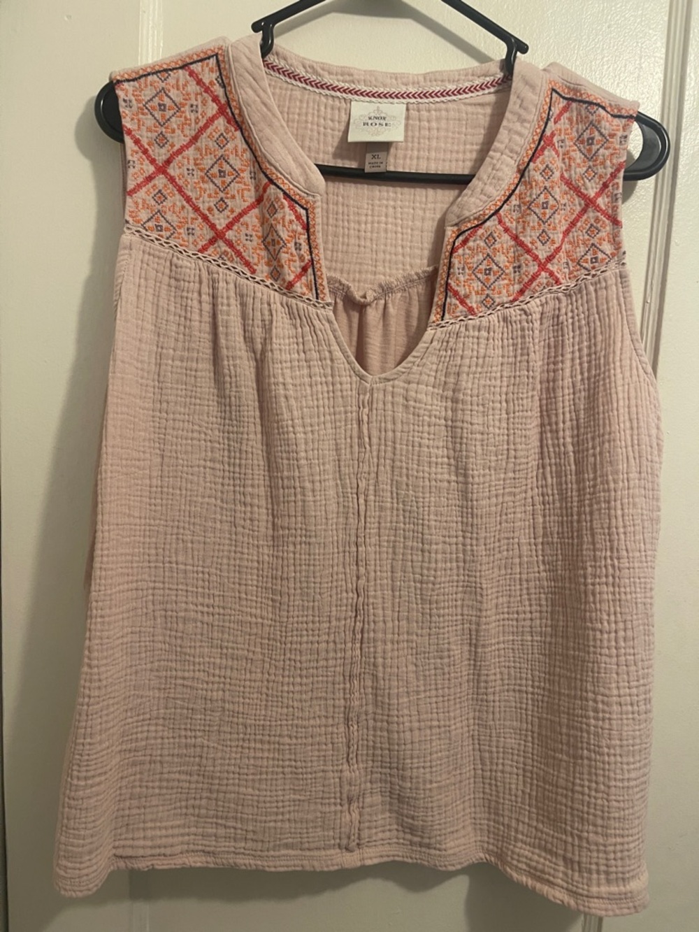 Knox Rose Blush Embroidered Cotton Camisole (Item 28)